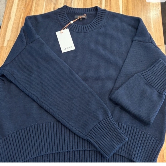 Quince Sweaters - Quince Womens Navy Blue Crewneck Sweater
